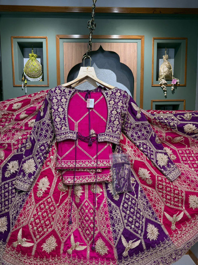 Pink-Purple Designer Faux Georgette Lehenga Choli with Dupatta ClothsVilla