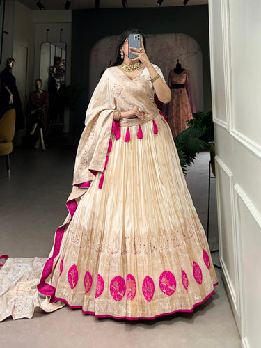 Pink Radiant Shimmer Mirror & Beads Handwork Lehenga Set ClothsVilla