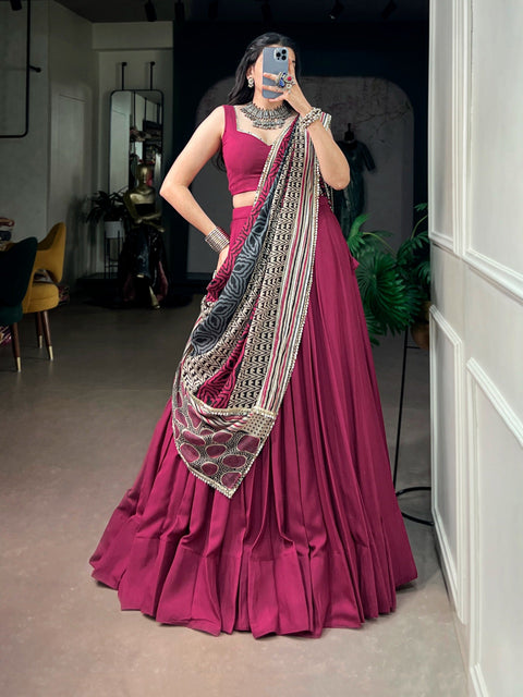 Pink Rayon Lehenga Choli Ethnic Wear ClothsVilla Main image