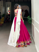 Load image into Gallery viewer, Pink Rayon Lehenga Choli with Gamthi Embroidery for Navratri ClothsVilla