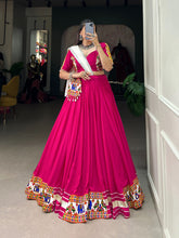 Load image into Gallery viewer, Pink Rayon Lehenga Choli with Gamthi Embroidery for Navratri ClothsVilla