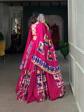 Load image into Gallery viewer, Pink Rayon Printed Silk Lehenga Choli with Gota Patti &amp; Cowrie Detailing ClothsVilla