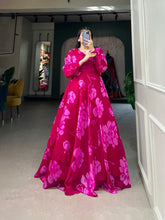 Load image into Gallery viewer, Pink Ready-to-Wear Chiffon Gown with Floral Print ClothsVilla