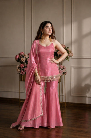 Pink Real Mirror Work Sharara Suit ClothsVilla