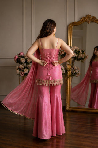 Pink Real Mirror Work Sharara Suit ClothsVilla