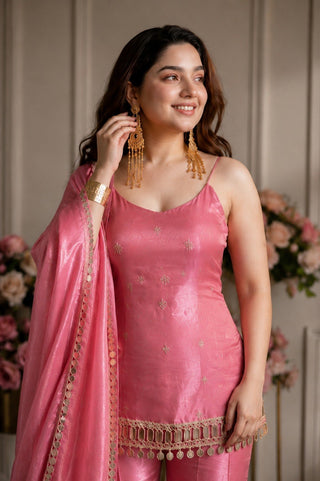 Pink Real Mirror Work Sharara Suit ClothsVilla