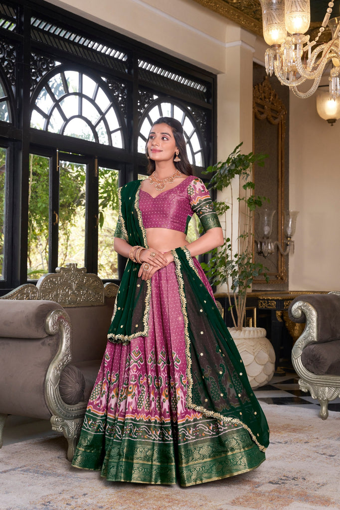 Pink Regal Kanchipuram Zari Woven Lehenga Set with Embroidered Georgette Dupatta – Stitched Lehenga & Unstitched Blouse Clothsvilla