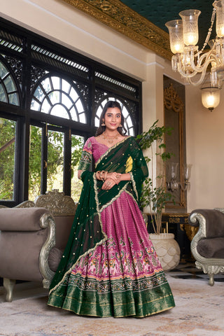 Pink Regal Kanchipuram Zari Woven Lehenga Set with Embroidered Georgette Dupatta – Stitched Lehenga & Unstitched Blouse Clothsvilla