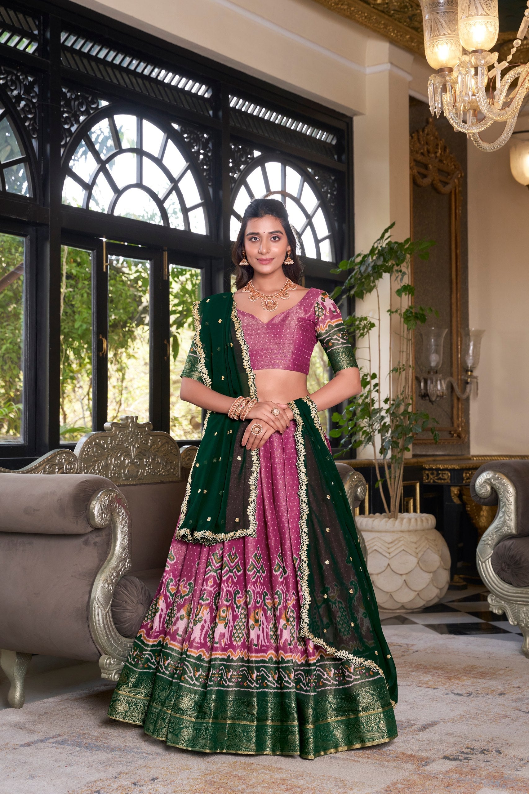 Pink Regal Kanchipuram Zari Woven Lehenga Set with Embroidered Georgette Dupatta – Stitched Lehenga & Unstitched Blouse Clothsvilla Main image