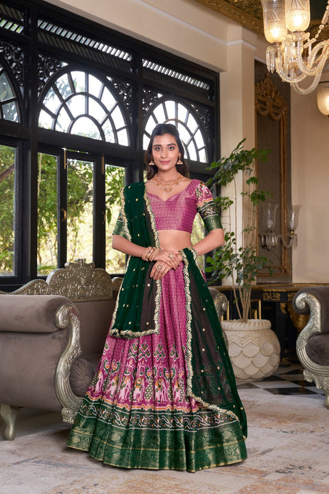 Pink Regal Kanchipuram Zari Woven Lehenga Set with Embroidered Georgette Dupatta – Stitched Lehenga & Unstitched Blouse Clothsvilla Main image
