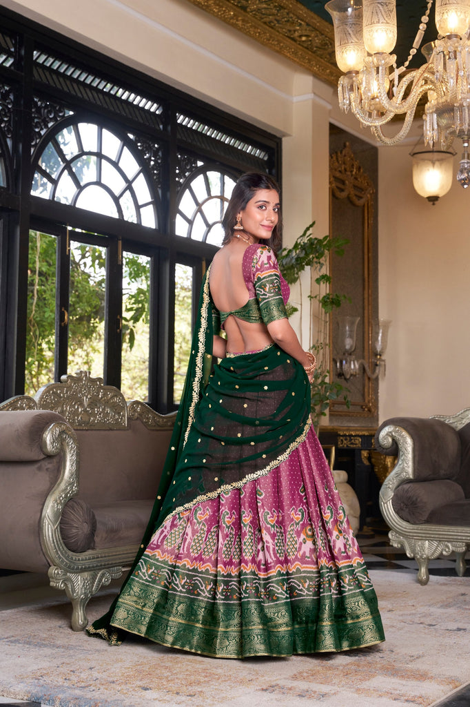 Pink Regal Kanchipuram Zari Woven Lehenga Set with Embroidered Georgette Dupatta – Stitched Lehenga & Unstitched Blouse Clothsvilla