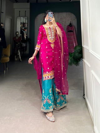 Pink Regal Moonga Silk Ensemble – Royal Vibes with Desi Elegance