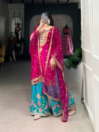 Pink Regal Moonga Silk Ensemble – Royal Vibes with Desi Elegance