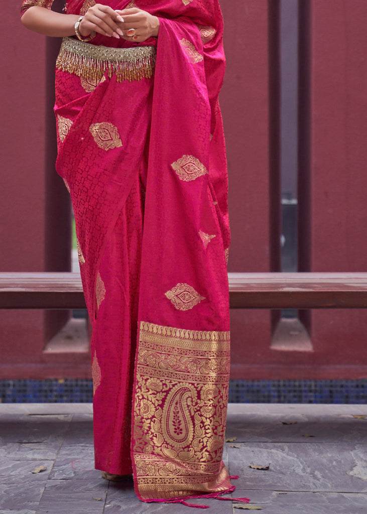 Pink Regal Woven Pure Silk Banarasi Saree ClothsVilla