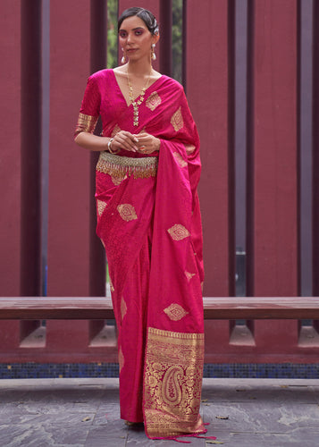 Pink Regal Woven Pure Silk Banarasi Saree ClothsVilla