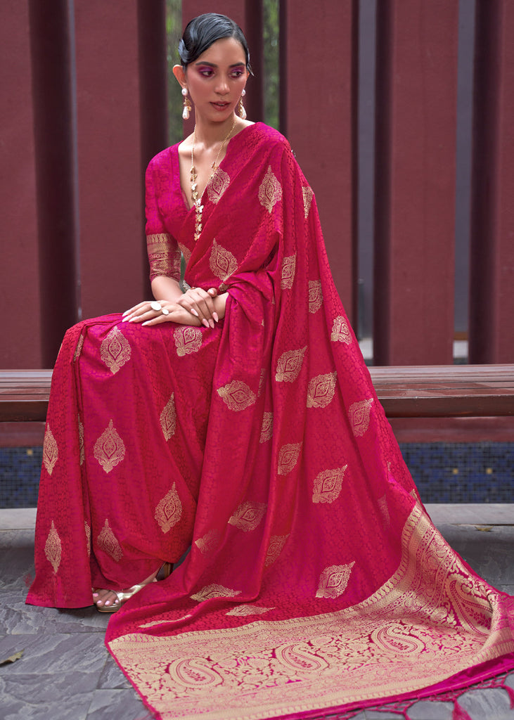 Pink Regal Woven Pure Silk Banarasi Saree ClothsVilla