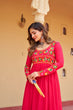 Load image into Gallery viewer, Pink Reyon Kurti with Kutchi Gamthi Work ClothsVilla