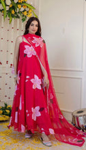 Load image into Gallery viewer, Pink Ri8 Fashion Exclusive Digital Print Organza Silk Anarkali Suit ClothsVilla