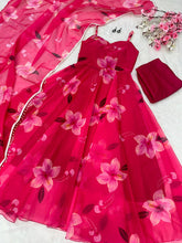 Load image into Gallery viewer, Pink Ri8 Fashion Exclusive Digital Print Organza Silk Anarkali Suit ClothsVilla