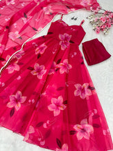 Load image into Gallery viewer, Pink Ri8 Fashion Exclusive Digital Print Organza Silk Anarkali Suit ClothsVilla