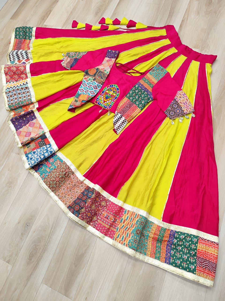 Pink Roman Maslin Crochet Print Lehenga with Koti Style Embroidered Top ClothsVilla