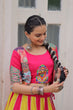 Load image into Gallery viewer, Pink Roman Maslin Crochet Print Lehenga with Koti Style Embroidered Top ClothsVilla
