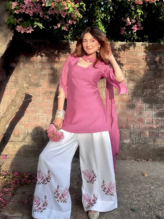 Pink Roman Silk Palazzo Suit ClothsVilla