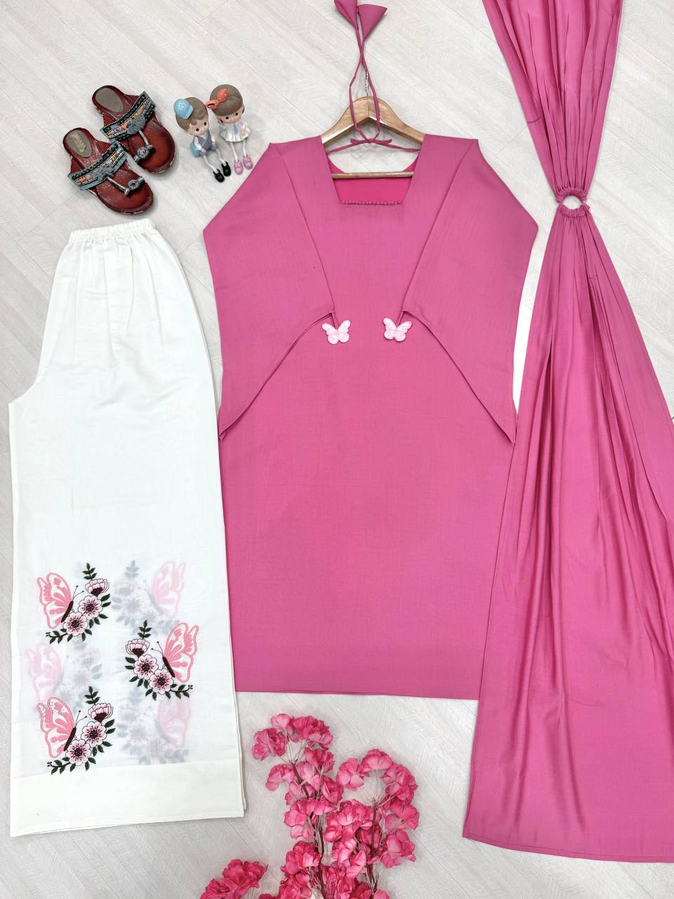 Pink Roman Silk Palazzo Suit ClothsVilla