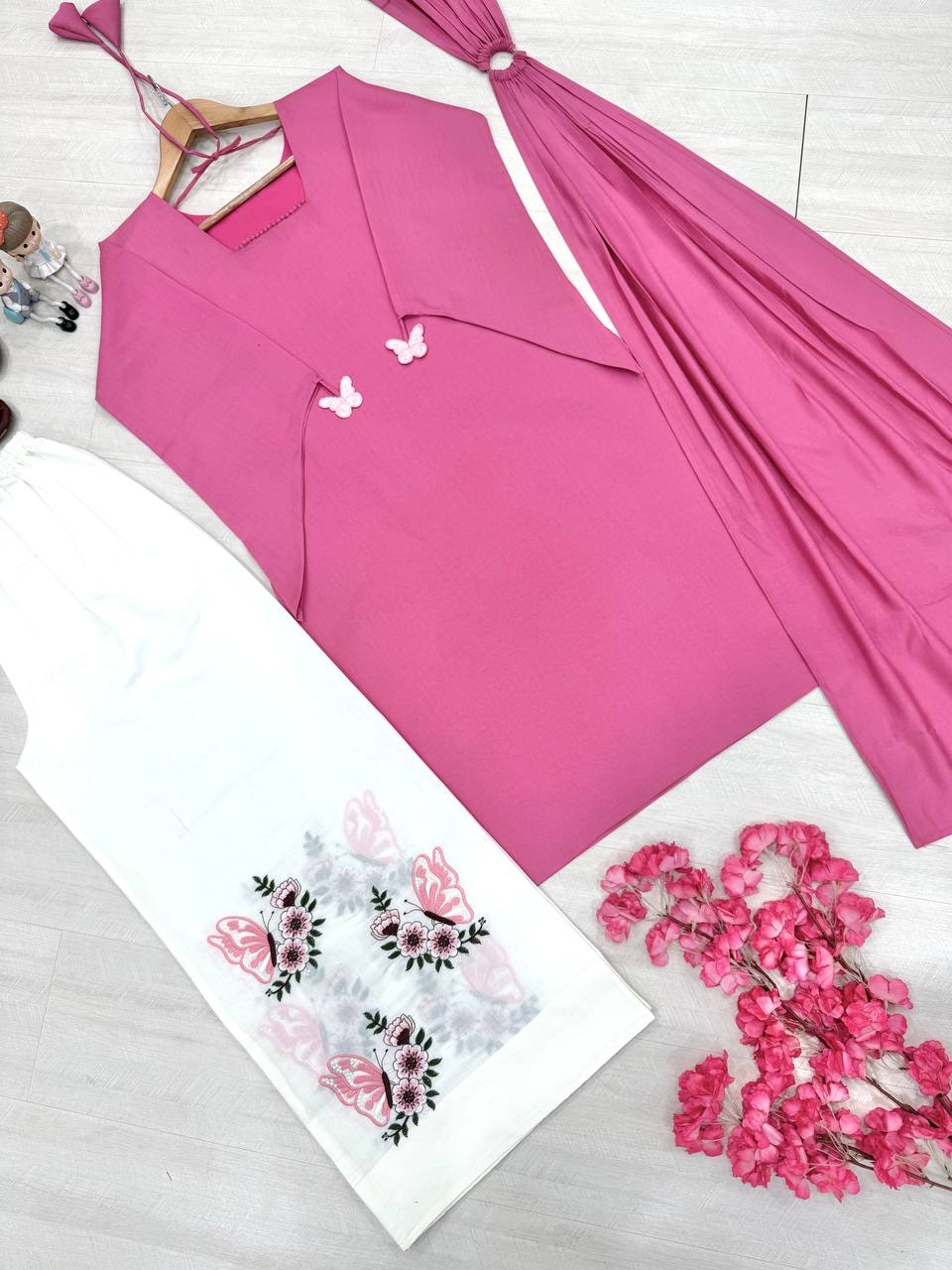 Pink Roman Silk Palazzo Suit ClothsVilla