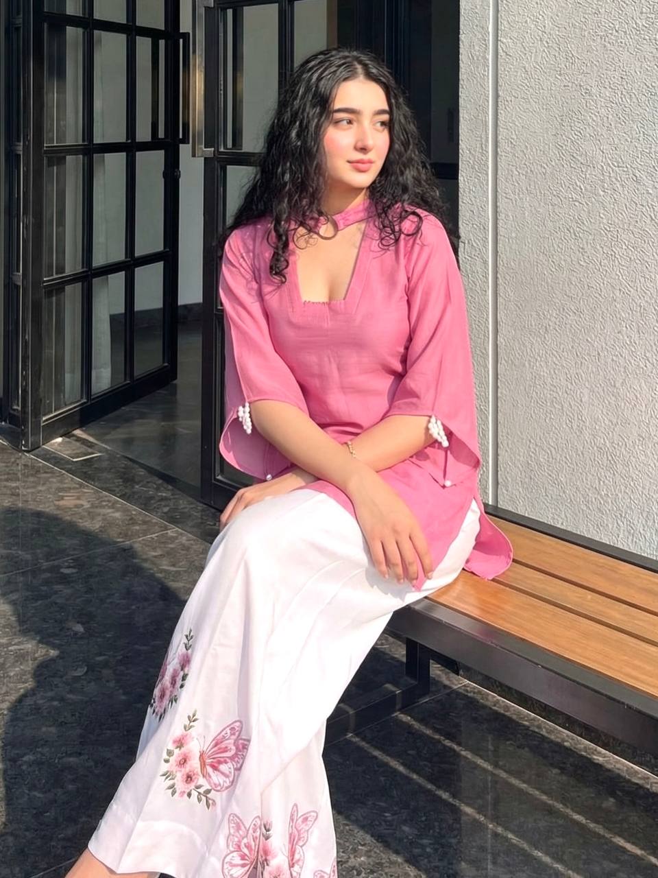 Pink Roman Silk Palazzo Suit ClothsVilla