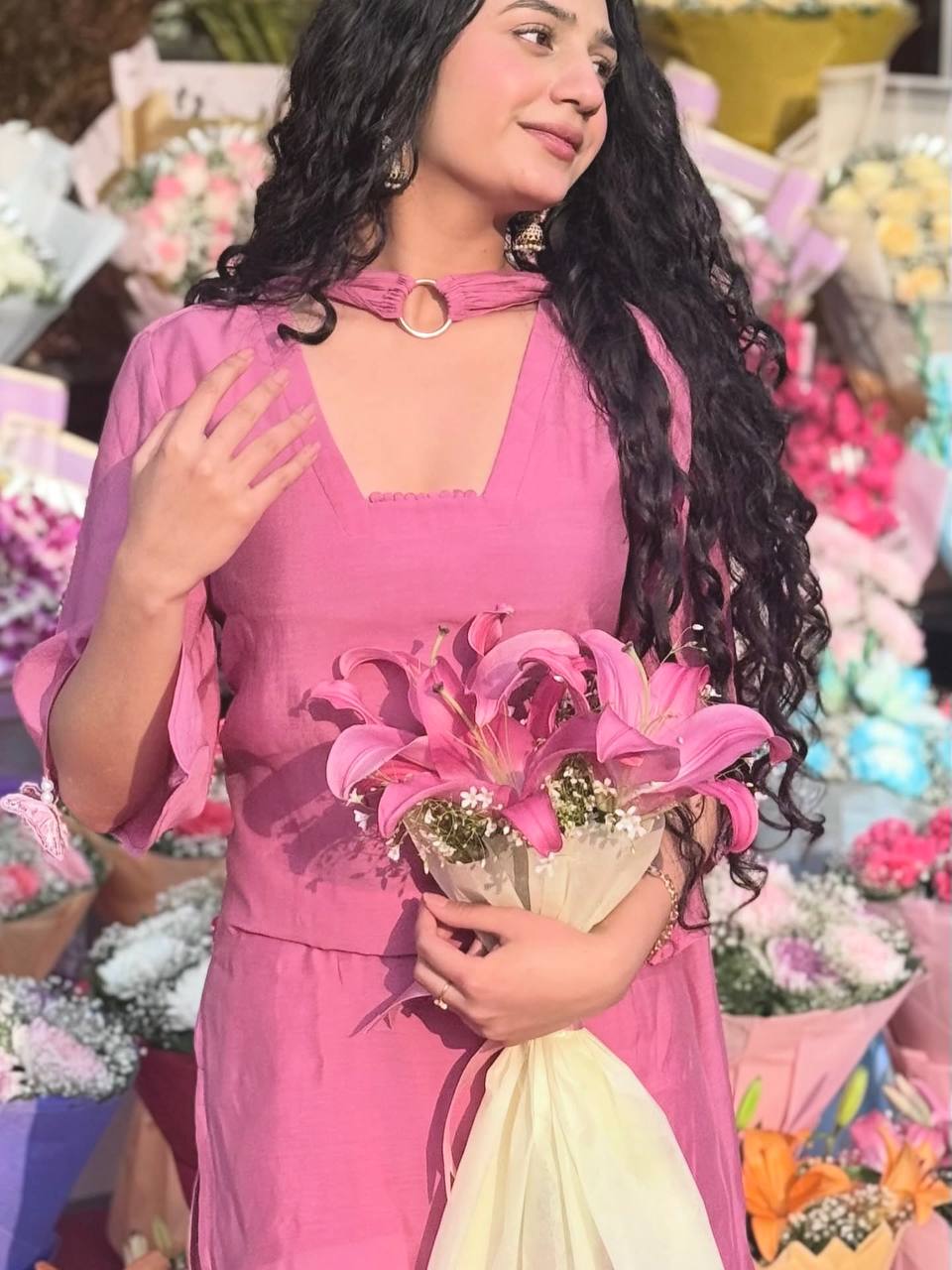 Pink Roman Silk Palazzo Suit ClothsVilla
