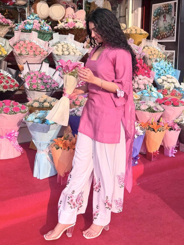 Pink Roman Silk Palazzo Suit ClothsVilla