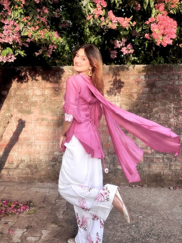Pink Roman Silk Palazzo Suit ClothsVilla