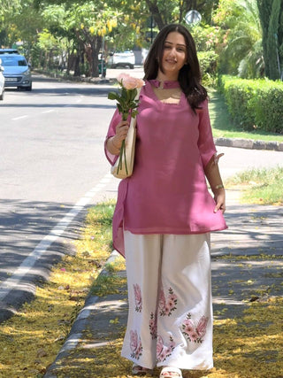 Pink Roman Silk Palazzo Suit ClothsVilla
