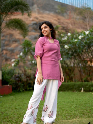 Pink Roman Silk Palazzo Suit ClothsVilla