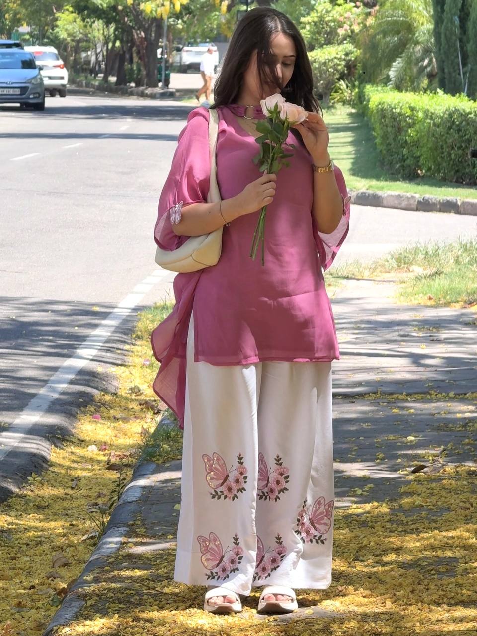 Pink Roman Silk Palazzo Suit ClothsVilla