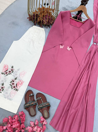 Pink Roman Silk Palazzo Suit ClothsVilla
