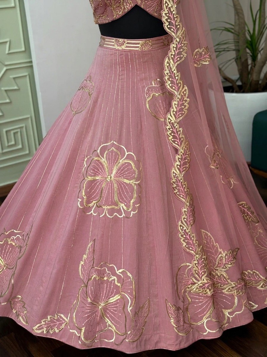 Pink Royal Zari Sequins Lehenga Set ClothsVilla