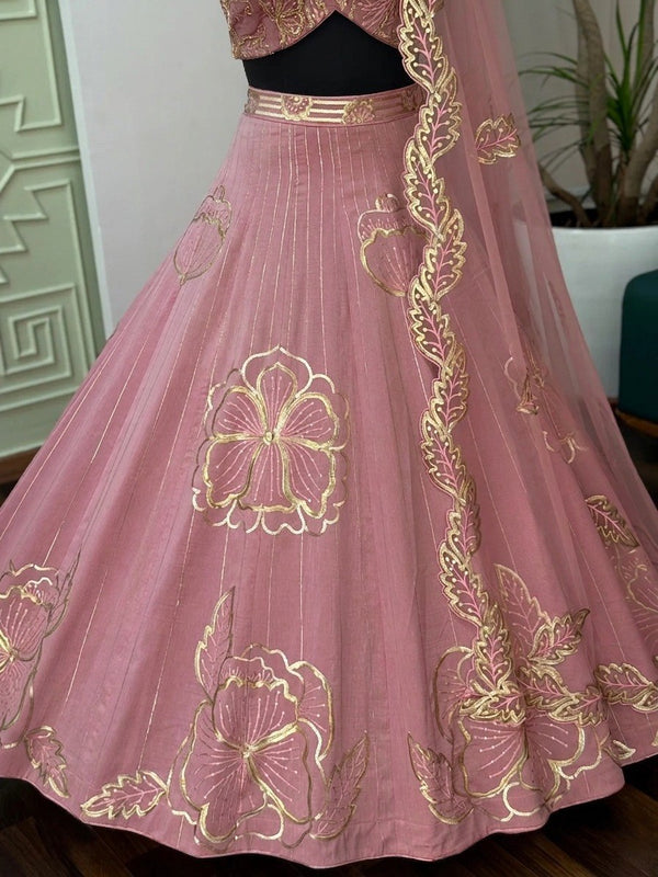 Pink Royal Zari Sequins Lehenga Set ClothsVilla