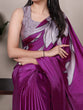Load image into Gallery viewer, Pink Satin Silk Floral Printed Saree with Matching Unstitched Blouse ClothsVilla