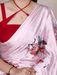 Load image into Gallery viewer, Pink Satin Silk Floral Printed Saree with Natural Silk Blouse Piece ClothsVilla