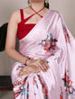 Load image into Gallery viewer, Pink Satin Silk Floral Printed Saree with Natural Silk Blouse Piece ClothsVilla