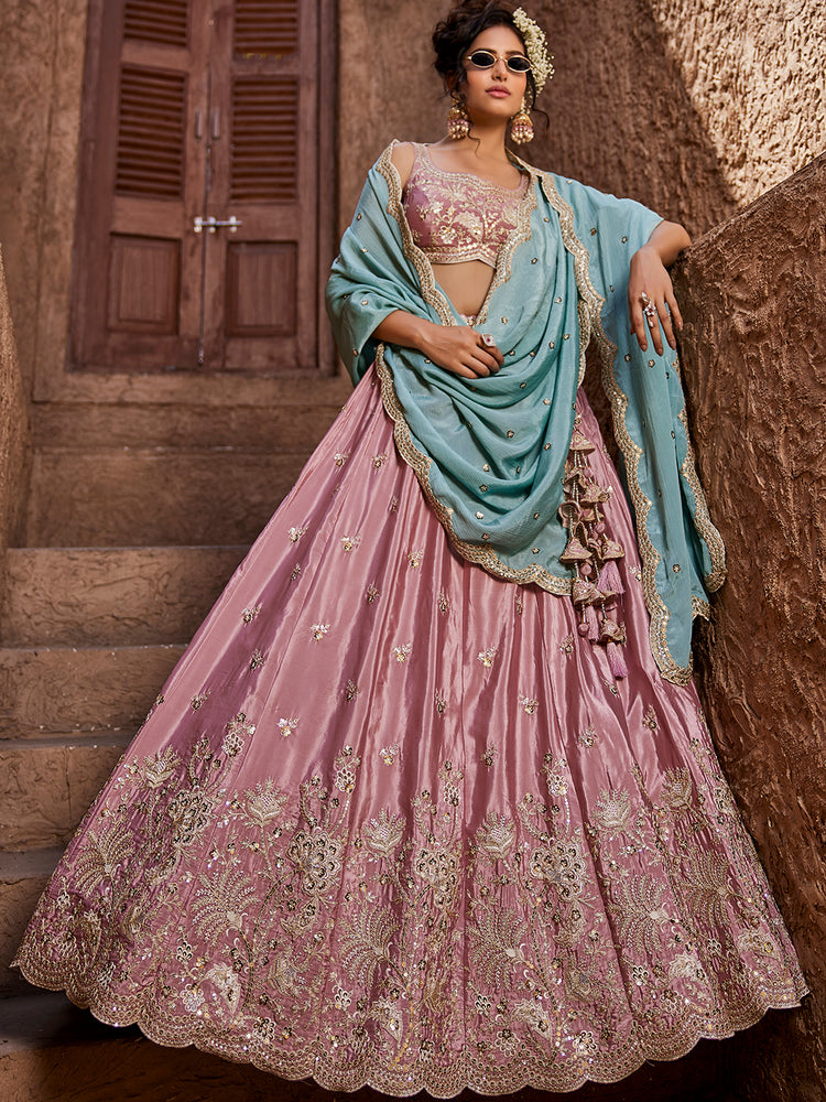 blue and pink combination dress Dainty pink A-line maxi dress with blue-flowered pattern, Glow-Up XXL / 12 / Pink-Blue