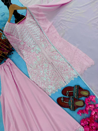 Pink Sequence Work Palazzo Suit ClothsVilla
