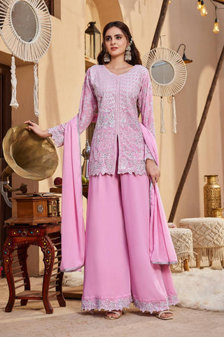 Pink Sequence Work Palazzo Suit ClothsVilla