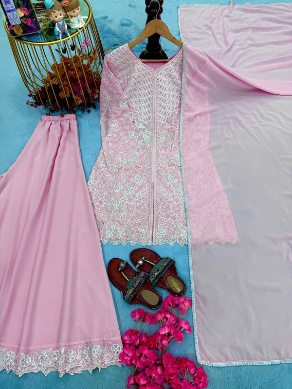 Pink Sequence Work Palazzo Suit ClothsVilla