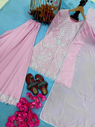 Pink Sequence Work Palazzo Suit ClothsVilla