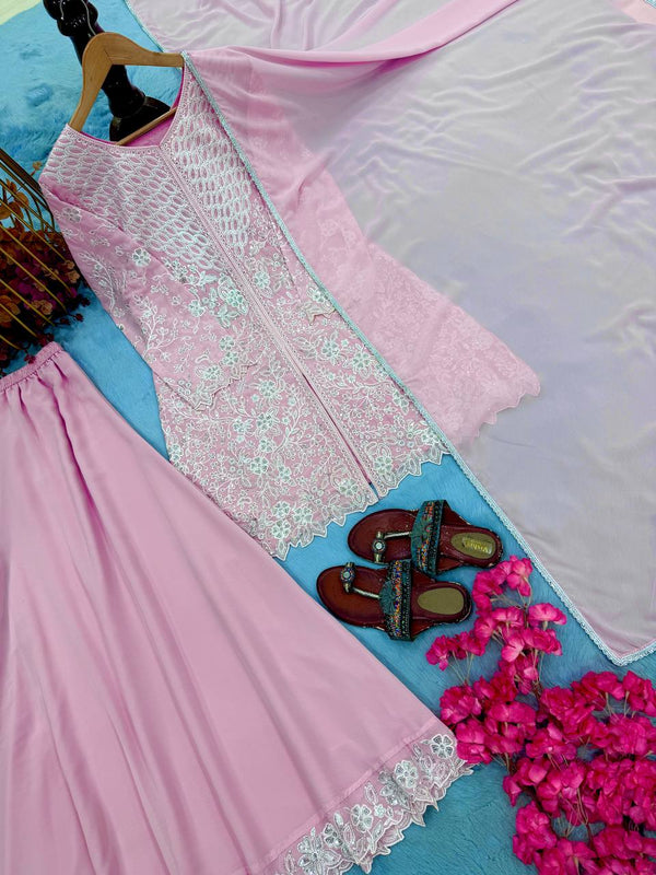 Pink Sequence Work Palazzo Suit ClothsVilla
