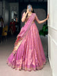 Load image into Gallery viewer, Pink Shimmer Zari Weaving Lehenga ClothsVilla