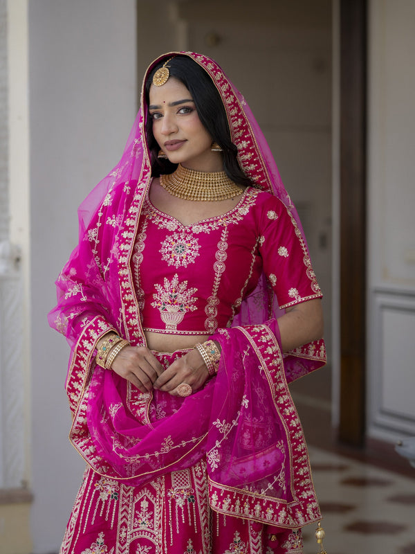Pink Silk Bridal Lehenga Choli ClothsVilla